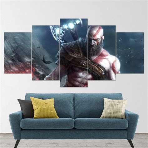 Buy God of War Kratos 5 Piece Canvas Wall Art, Kratos Poster, Living ...