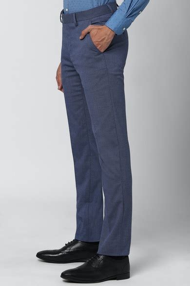 Buy Men Blue Solid Slim Fit Formal Trousers Online - 580032 | Peter England