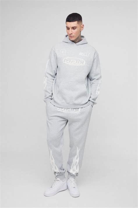 Tall Oversized Moto Puff Print Tracksuit | boohoo USA