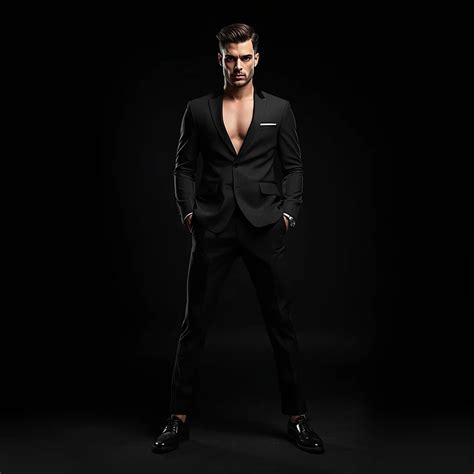 Full Body Clean Black Studio Rim Shadow Pose with Dramatic Masculine ...