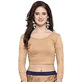 Buy Janasya Women's Cotton Lycra Stretchable Readymade Blouse (Beige ...