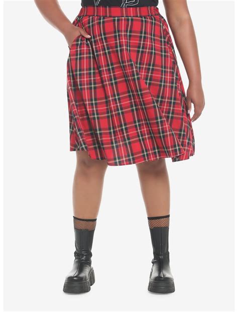Red Plaid Midi Skirt Plus Size | Hot Topic