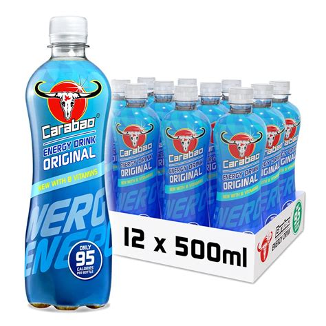 Buy Carabao Energy Drink Original, 12 x 500ml Bottles Case, Low Calorie, Lower Sugar, Fizzy ...
