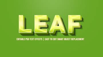 Leaf in 3d green text effects | Premium PSD