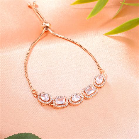 Buy Estele Rose Gold Plated CZ Beautiful Designer Bracelet for Women Online