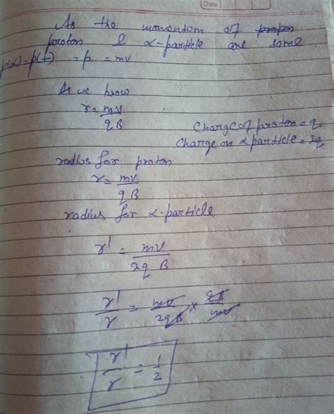 A proton and an alpha particle enter at right angles in to auniform ...