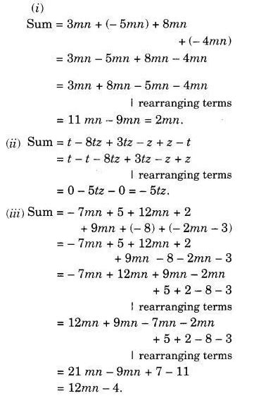 Add : (i) 3mn, -5mn, 8mn, -4mn - CBSE Class 7 Maths - Learn CBSE Forum