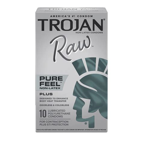 Amazon.com: Trojan Raw Non-Latex Lubricated Pure Feel Condoms, 10ct ...
