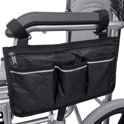 Buy Wheelchair Side Bag with Pouches and Reflective Stripe, Wheelchair ...