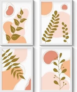 GS Decor Set of 4 Botanical Boho Wall Painting Designs for Bedroom with ...