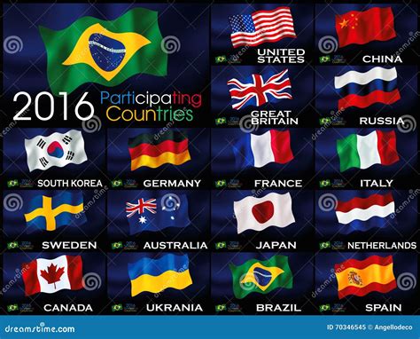 Flags of Participating Countries for Games Olympics in Rio Stock ...