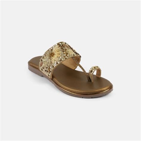 Buy Mochi Women Antic-gold Ethnic Slip Ons Online | SKU: 35-2374-28-36 ...