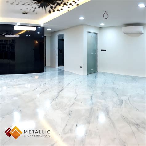 Metallic Epoxy Singapore Grey Mixed Marble Theme Living Room Floor ...