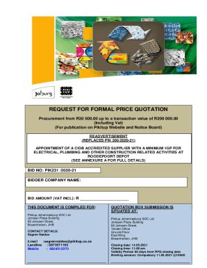 Fillable Online Pikitup Quotations - Fill Online, Printable, Fillable ...