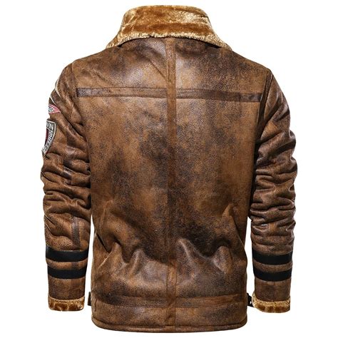 Buy ebossy Men's Textured Shearling Faux Suede Leather Jacket Fur ...
