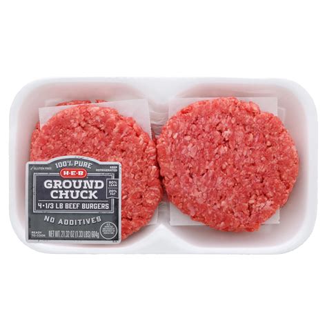 H-E-B Ground Beef Chuck 1/3 lb Burger Patties, 80% Lean, 4 ct | Joe V's ...