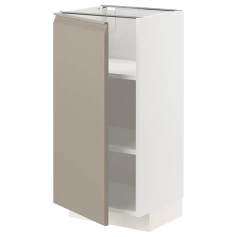METOD base cabinet with shelves, white/Upplöv matt dark beige, 40x37x80 ...