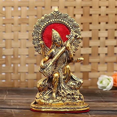Buy SEVLIYA Traders Marble Dust Saraswati Idol for Home Puja I Veena I ...