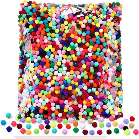 DEZIINE 1CM Assorted Pom Poms, Craft Pom Pom Balls, Colorful Pompoms ...