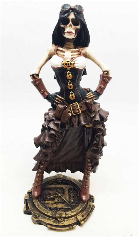 Buy STEAMPUNK LADY OFFICER SKELETON SCULPTURE INVESTIGATING CRIME SCENE ...