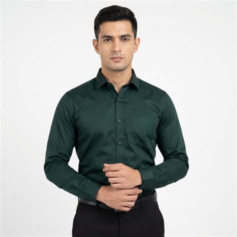 Workflow Cotton Satin Solid Shirt - Deep Green – Signatureshirt