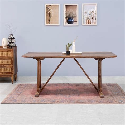 Lucas Rattan Sheesham Wood 6 Seater Dining Table | Fabuliv