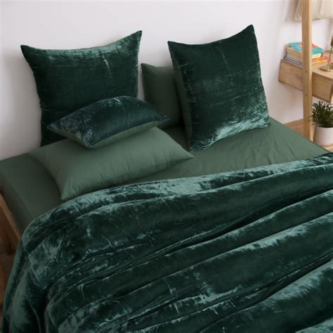 6 Pc Forrest Green Velvet Duvet Cover Set, Luxury Velvet Bedding With ...