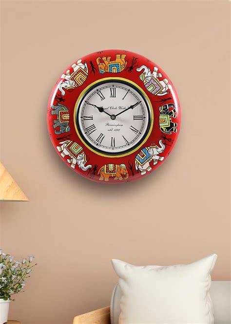 Get Elephant Print Red Wall Clock at ₹ 2799 | LBB Shop