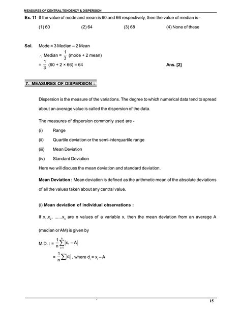 Measures of Central Tendency & Dispersion Notes for Class 12 & IIT JEE
