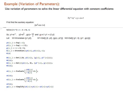 Image result for Variation of Parameters Solved Examples