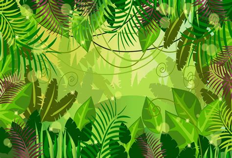 Laeacco Artistic Cartoon Jungle Rainforest Backdrop Vinyl 7x5ft ...