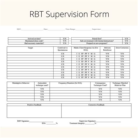 RBT Supervision Form – Behavior Analyst Resource Center