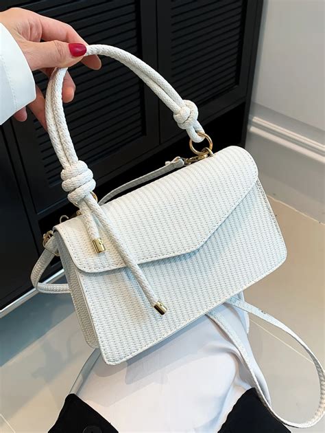 New White Vintage Knitted Texture Women's Handbag Shoulder & Crossbody ...