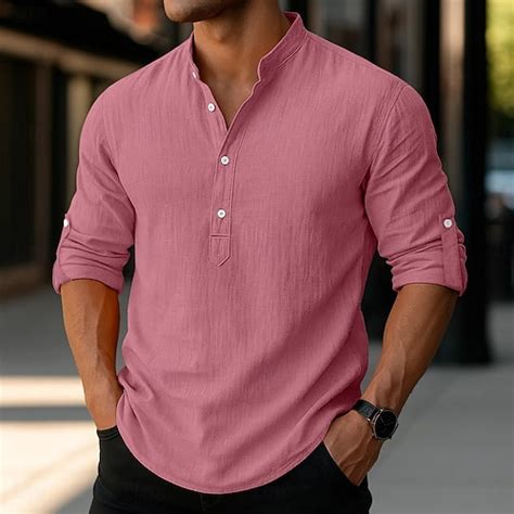 Voor heren Overhemd Linnen overhemd Zomer overhemd Strand Kleding ...