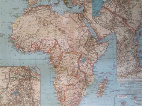 1914 AFRICA Large Original Antique Map, 17 x 22 inches, historical wall ...