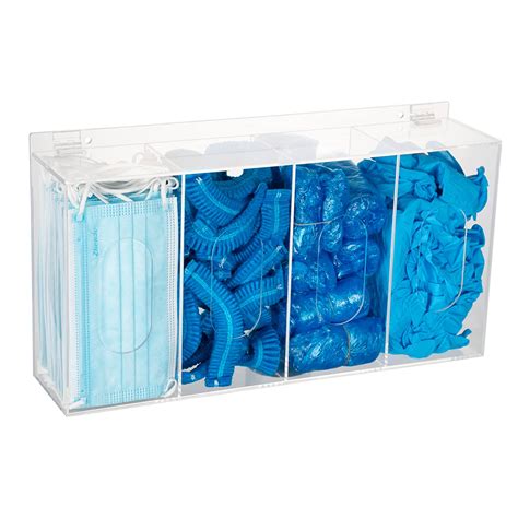 SEANADO Acrylic Disposable Glove Box Dispenser Holder 4 Compartment ...