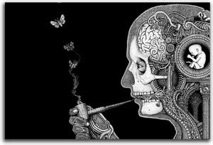 Artifa 40 cm Face smoking butterflies Wall/Door Sticker Self Adhesive ...