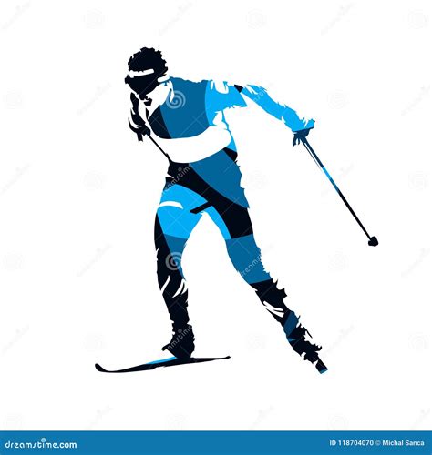 Cross Country Skier, Abstract Blue Isolated Vector Silhouette Stock Vector - Illustration of ...