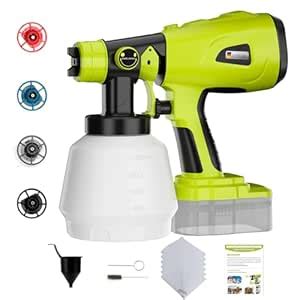 Paint Sprayer for Ryobi 18V Battery, Cordless Paint Sprayer with 1000ml ...