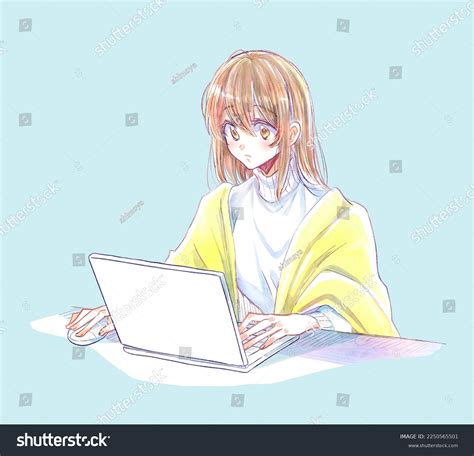Illustration Woman Operating Personal Computer Stock Illustration 2250565501 | Shutterstock
