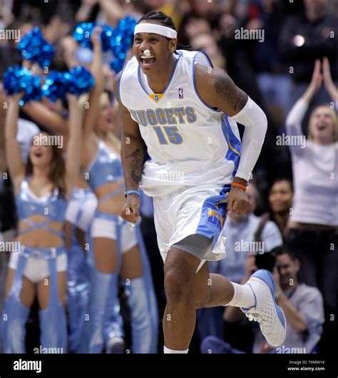 Denver Nuggets forward Carmelo Anthony celebrates his game-winning shot ...
