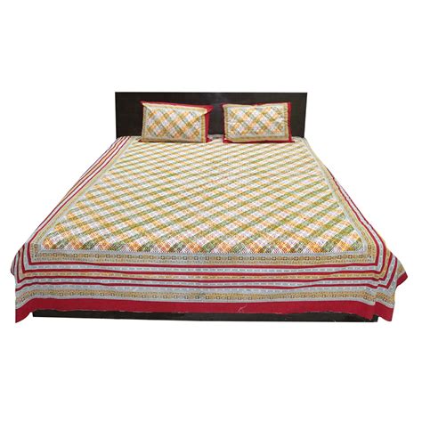 Buy Jaipuri Pure Cotton 3 Piece Double Bed Sheet Bed Spread Online at ...