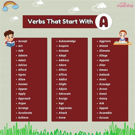 Verbs Beginning With A