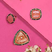 ZAVERI PEARLS Set Of 3 Wedding Collection Adjustable Finger Rings For ...