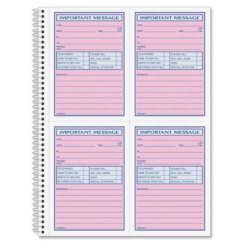 Adams Spiral Bound Phone Message Book, Carbonless Duplicate, 4 Messages ...