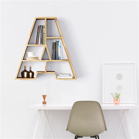 HIDENCHIC Bookshelf Alphabet A in Solid Mango Wood Natural Polish ...