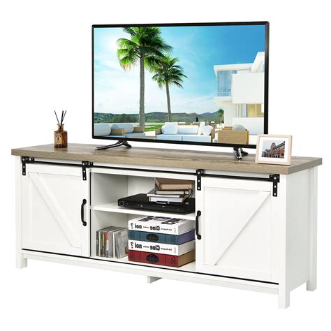 Buy Costway TV Stand Media Center Console Cabinet Sliding Barn Door for ...