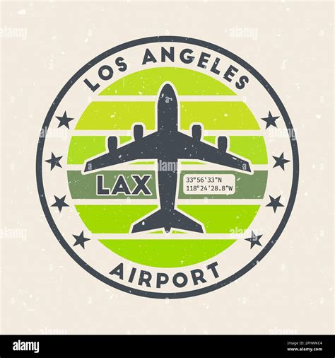 Los Angeles airport insignia. Round badge with vintage stripes ...