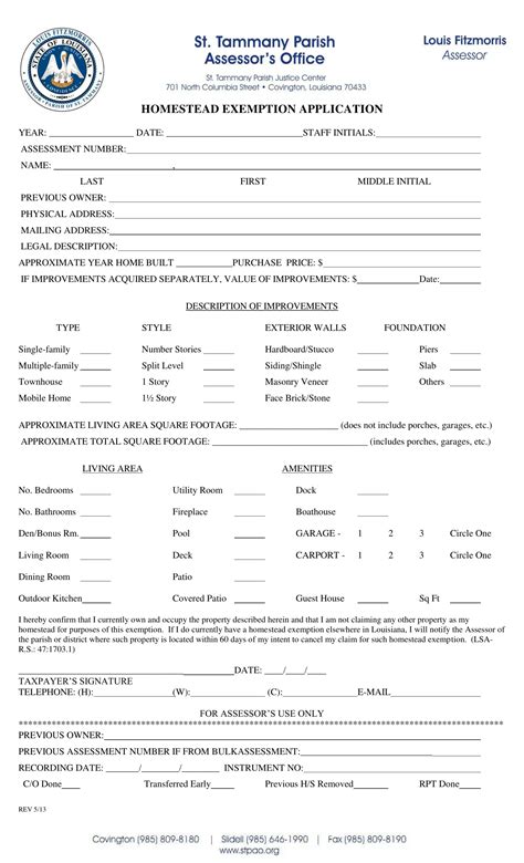 Homestead Exemption Application PDF Form - FormsPal
