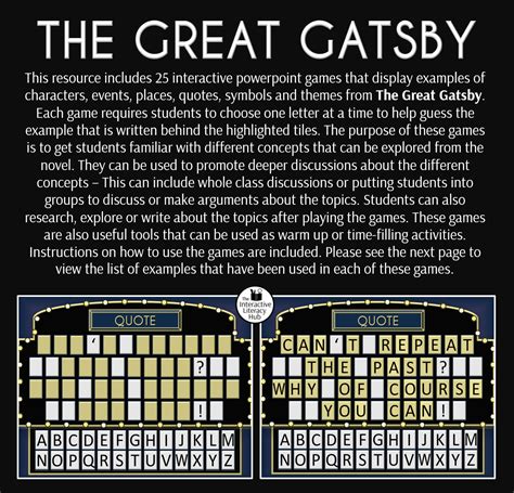 Great Gatsby Symbols Chart